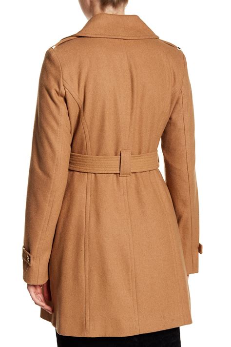 women michael kors camel coat|Michael Kors belted wool coat.